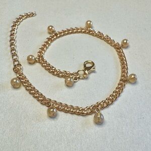 NWOT 18K Gold PVD Plated Chain Bracelet with Glass Beads